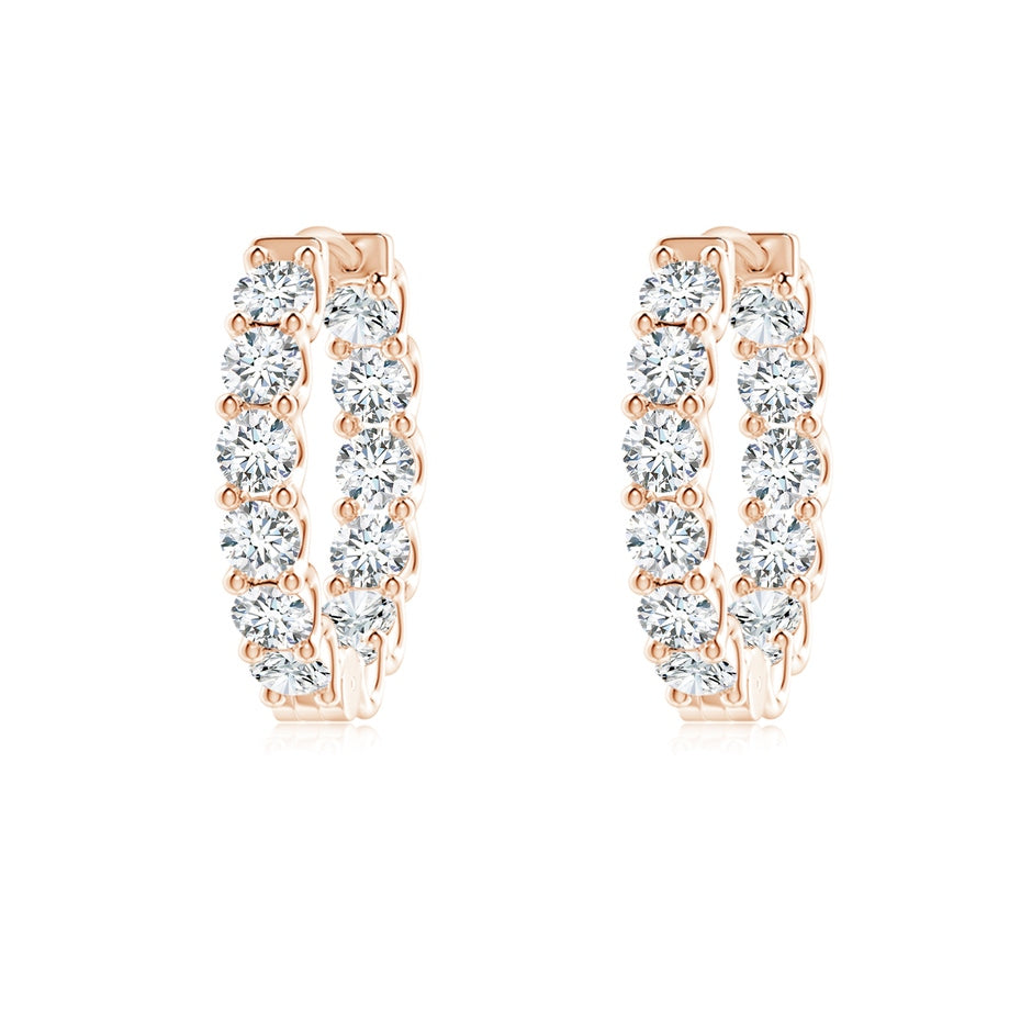 Lab-Grown Prong-Set Round Diamond Inside Out Hinged Clip Hoop Earrings