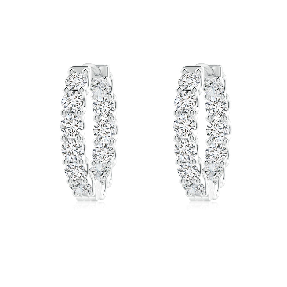 Prong-Set Round Diamond Inside Out Hinged Clip Hoop Earrings