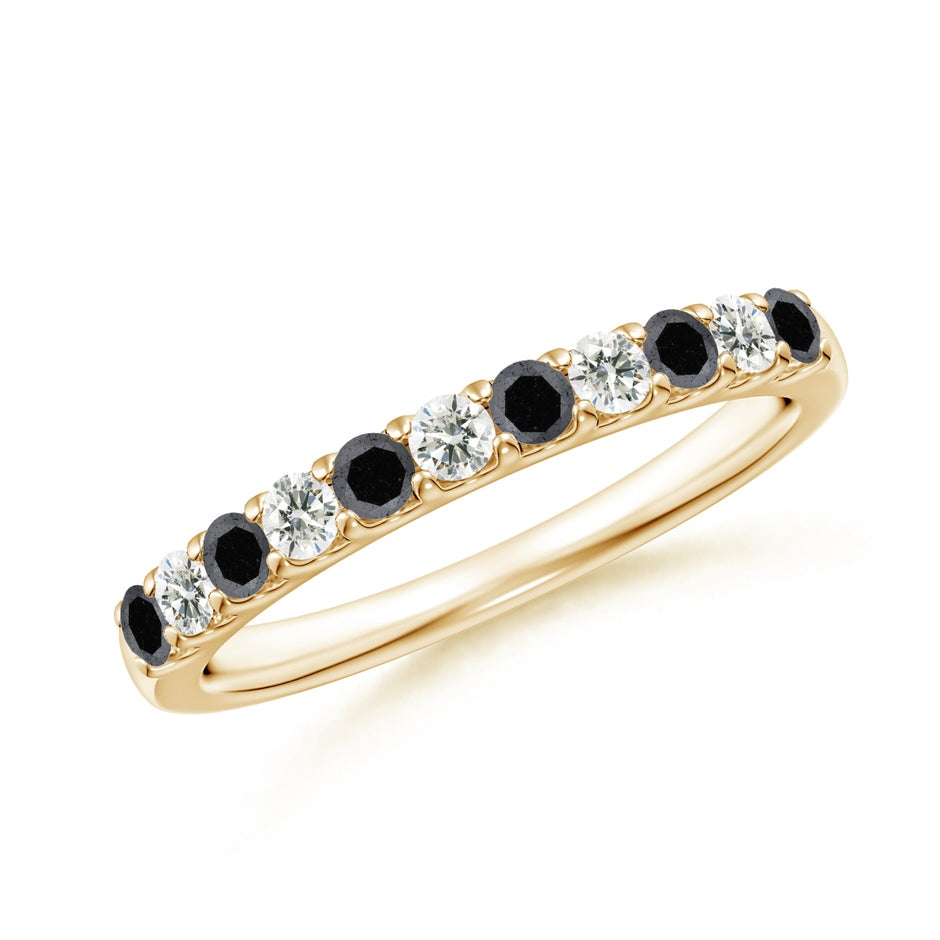 Prong-Set White and Enhanced Black Diamond Half Eternity Ring