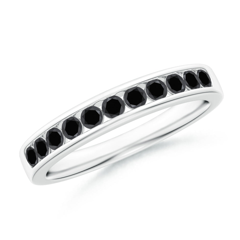Channel Set Round Enhanced Black Diamond Half Eternity Band