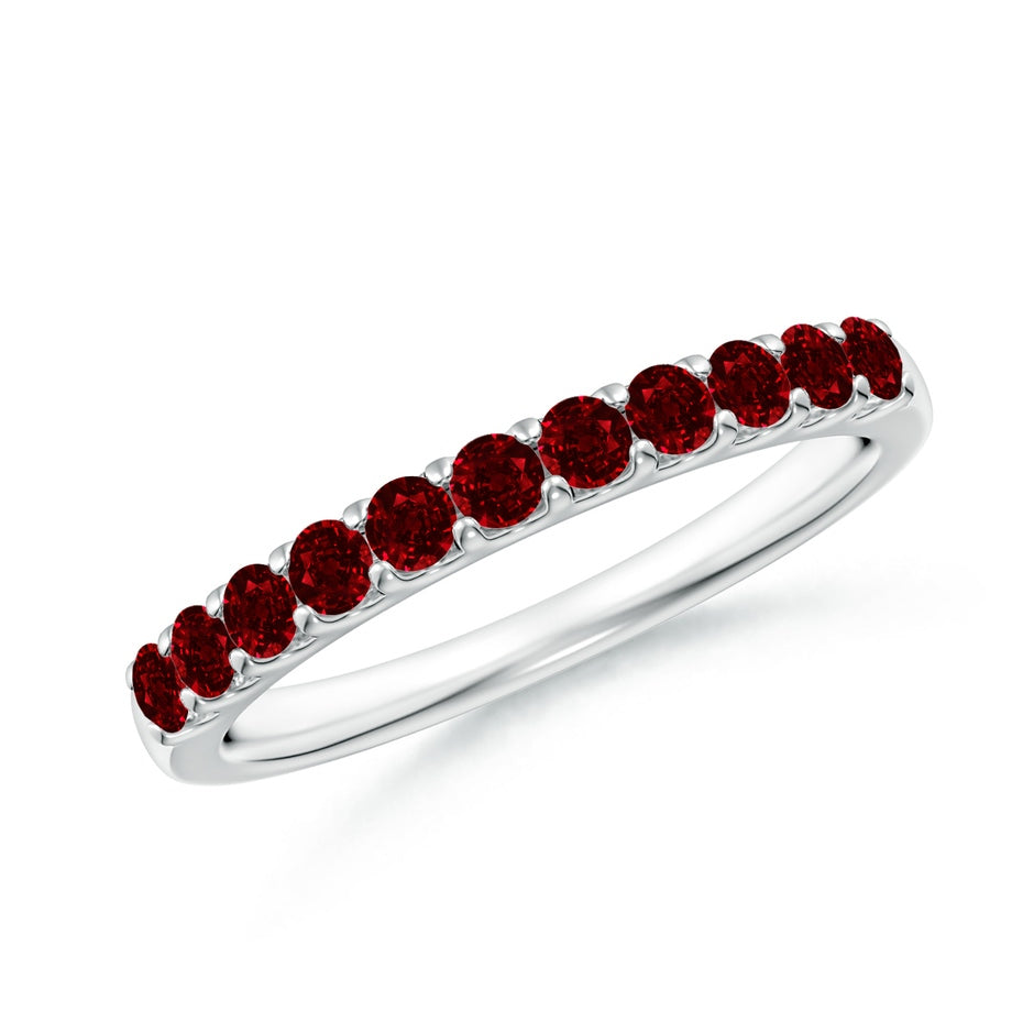 Shared Prong Set Half Eternity Ruby Wedding Band