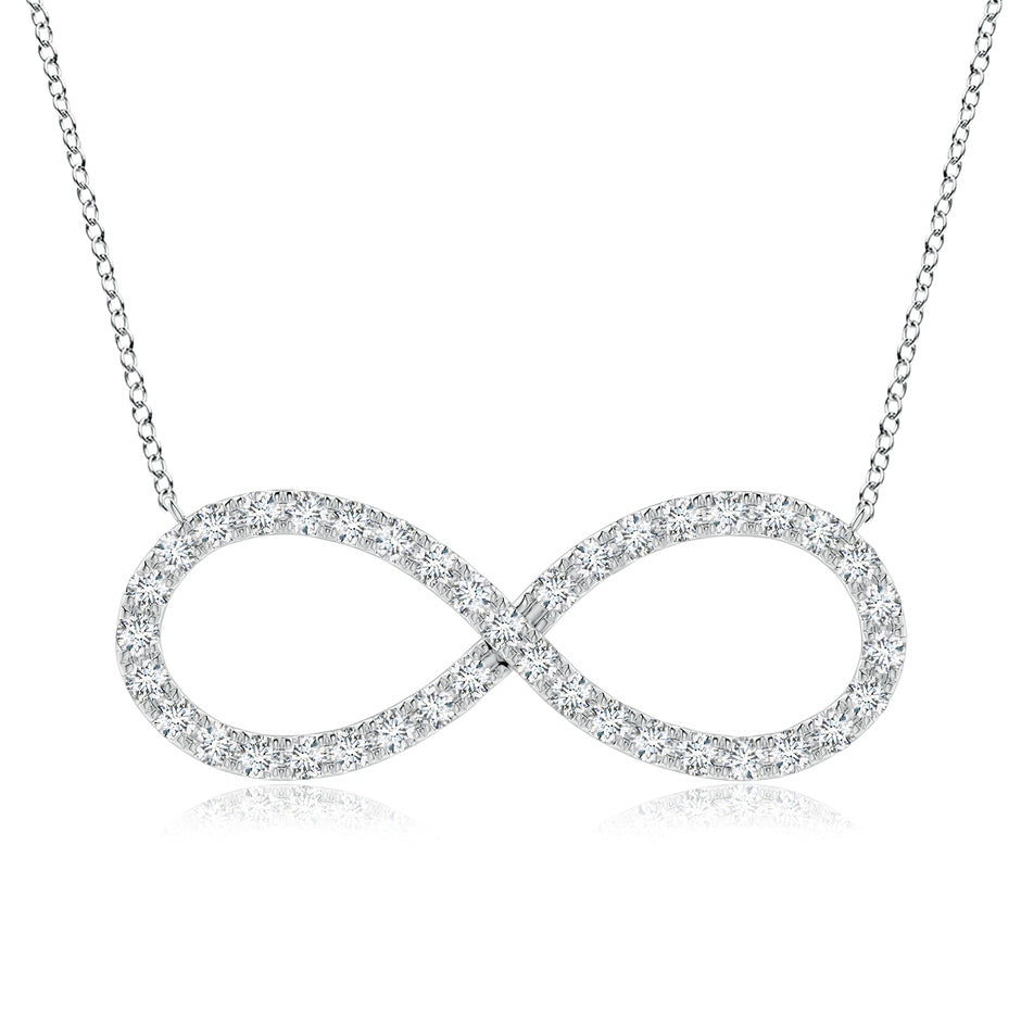 U-Pave Set Lab-Grown Diamond Sideways Infinity Pendant Necklace