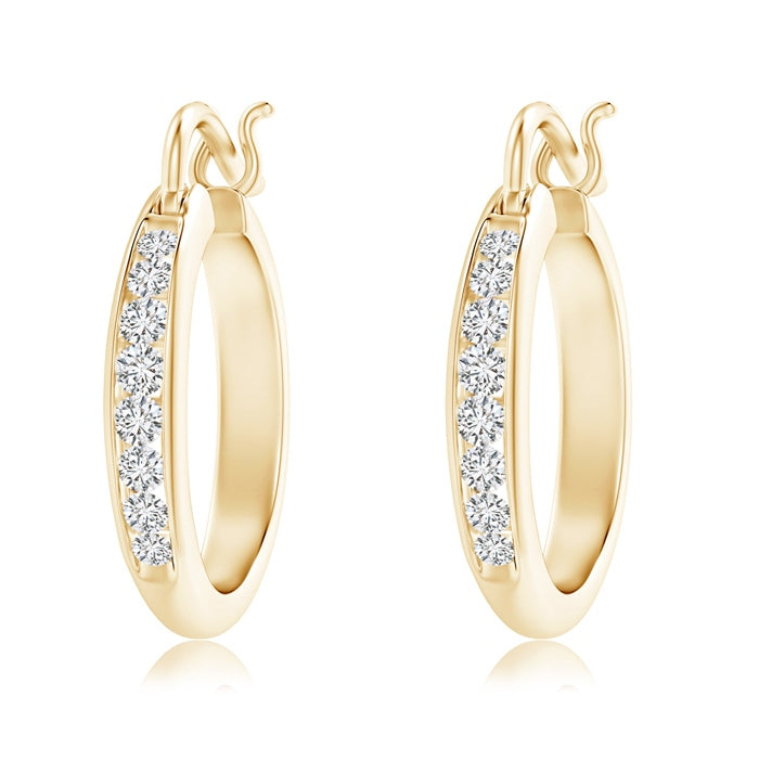 Channel-Set Round Diamond Tapered Hoop Earrings