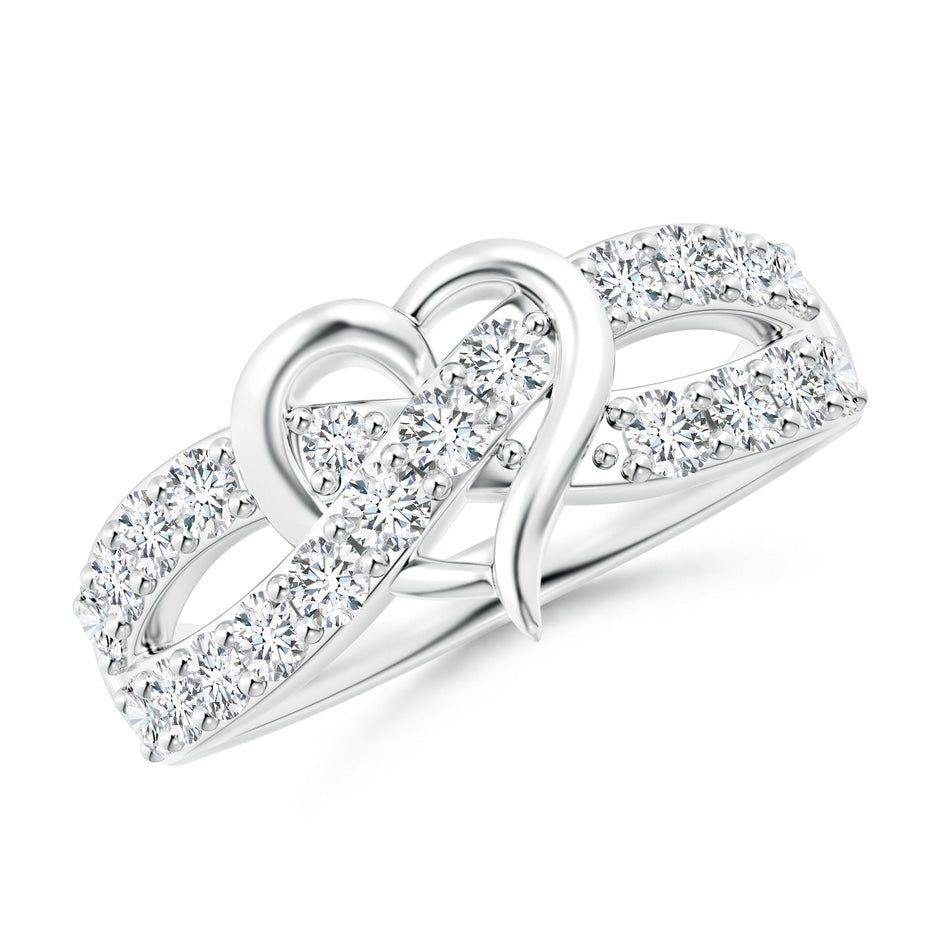 Lab-Grown Round Diamond Criss Cross Heart Promise Ring
