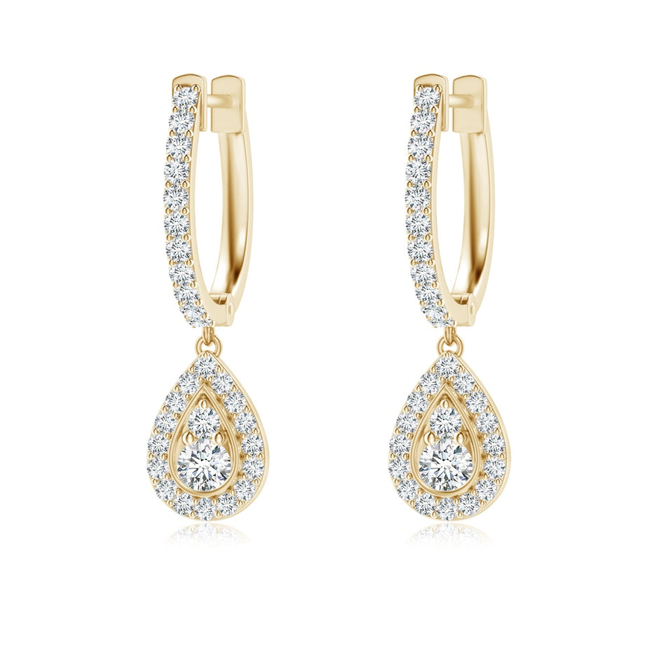 Pave and Prong Set Diamond Teardrop Hoop Earrings