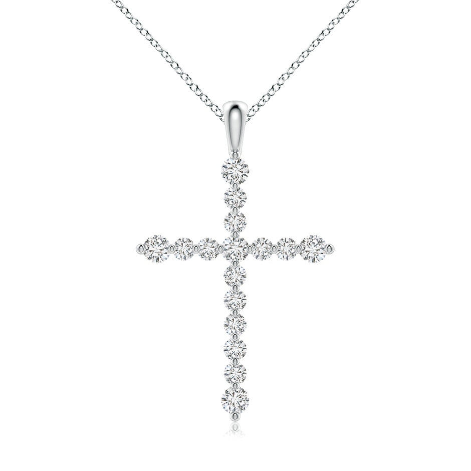 Floating Round Diamond Dotted Cross Pendant