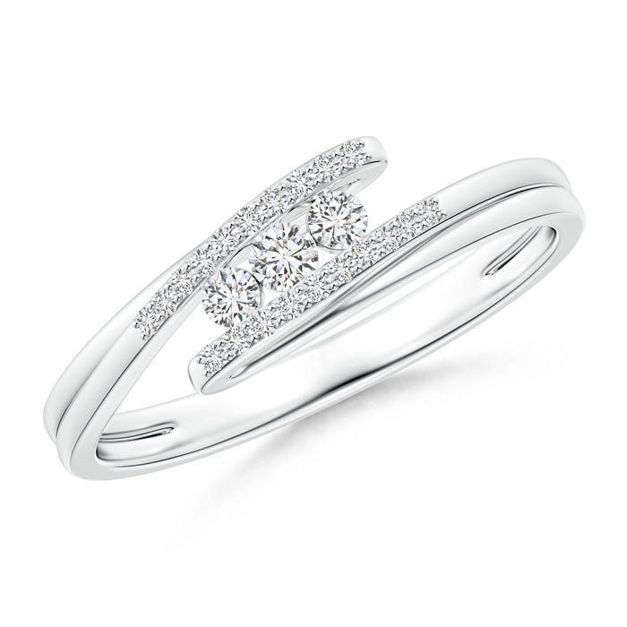 Three Stone Round Diamond Twin Bypass Ring