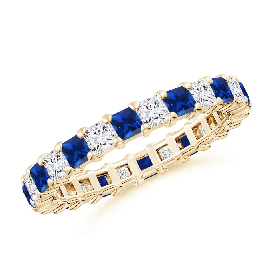 Shared Prong Square Sapphire and Diamond Eternity Ring