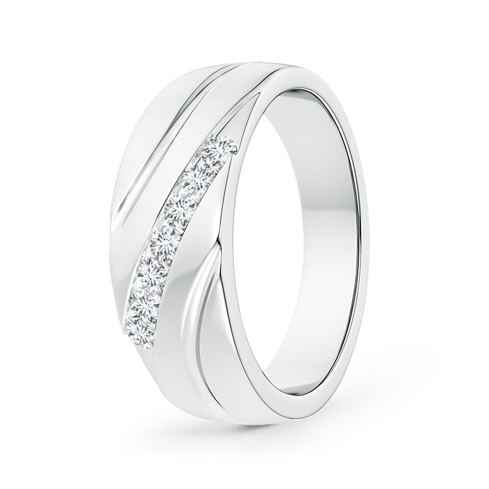 Channel-Set Slanted Diamond 7-Stone Wedding Ring for Him