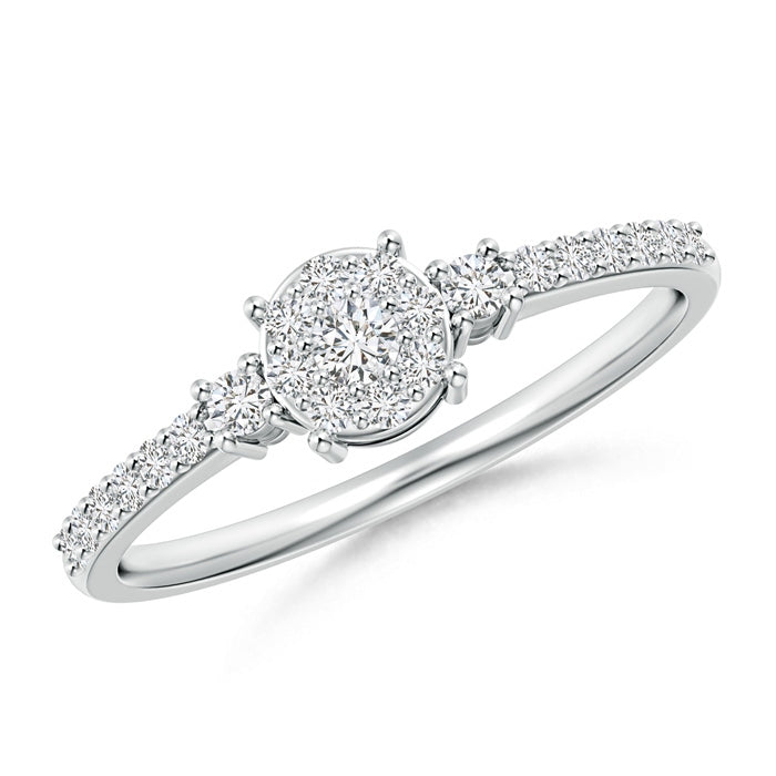 Cluster Round Diamond Halo Engagement Ring in Prong Set
