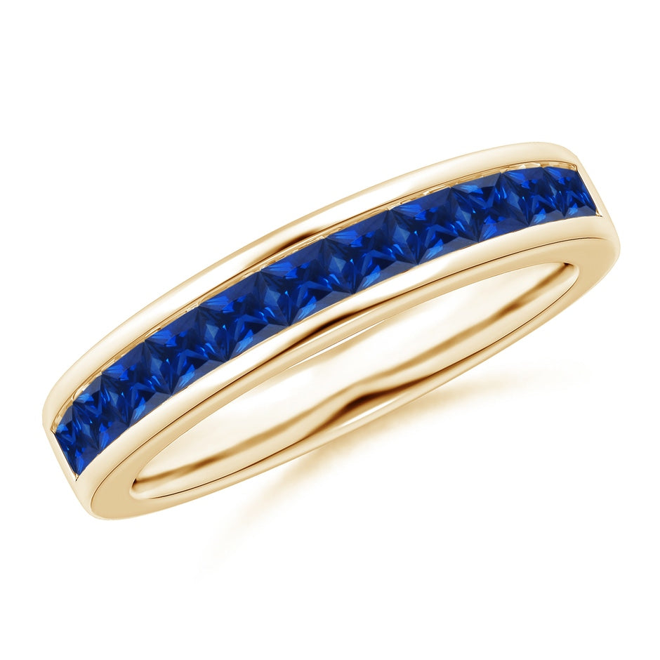 Channel Set Square Sapphire Half Eternity Ring