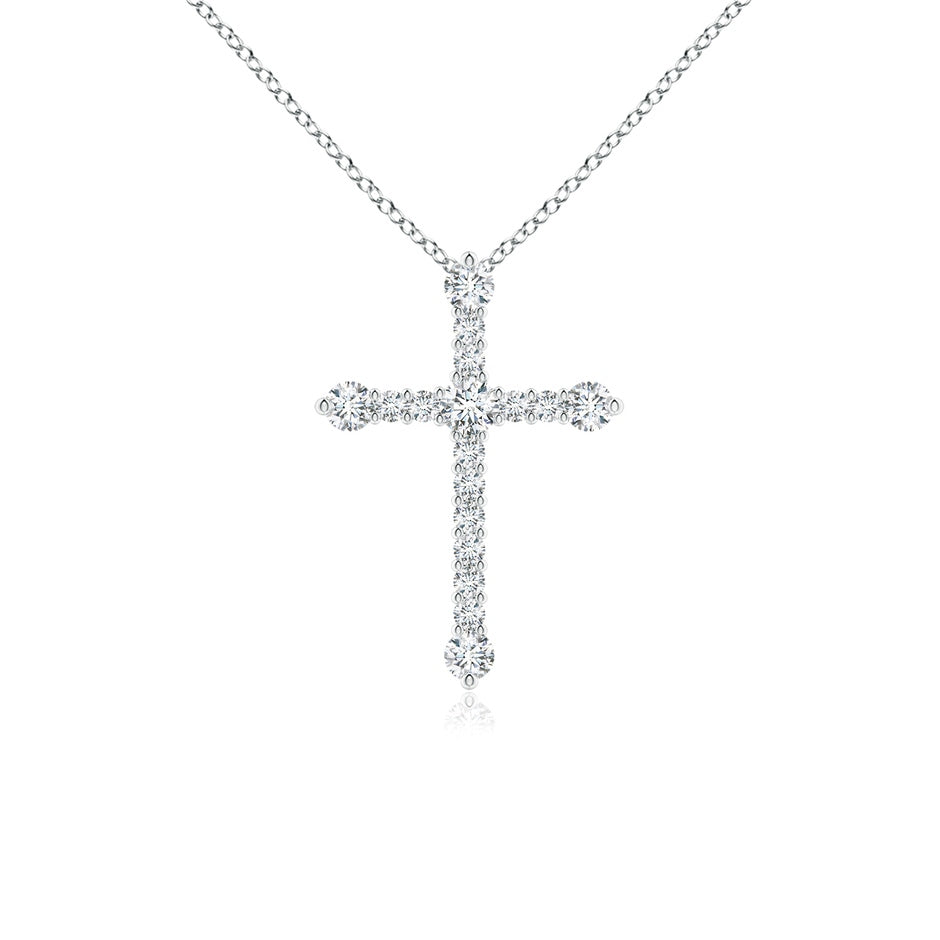 Prong-Set Diamond Budded Cross Pendant