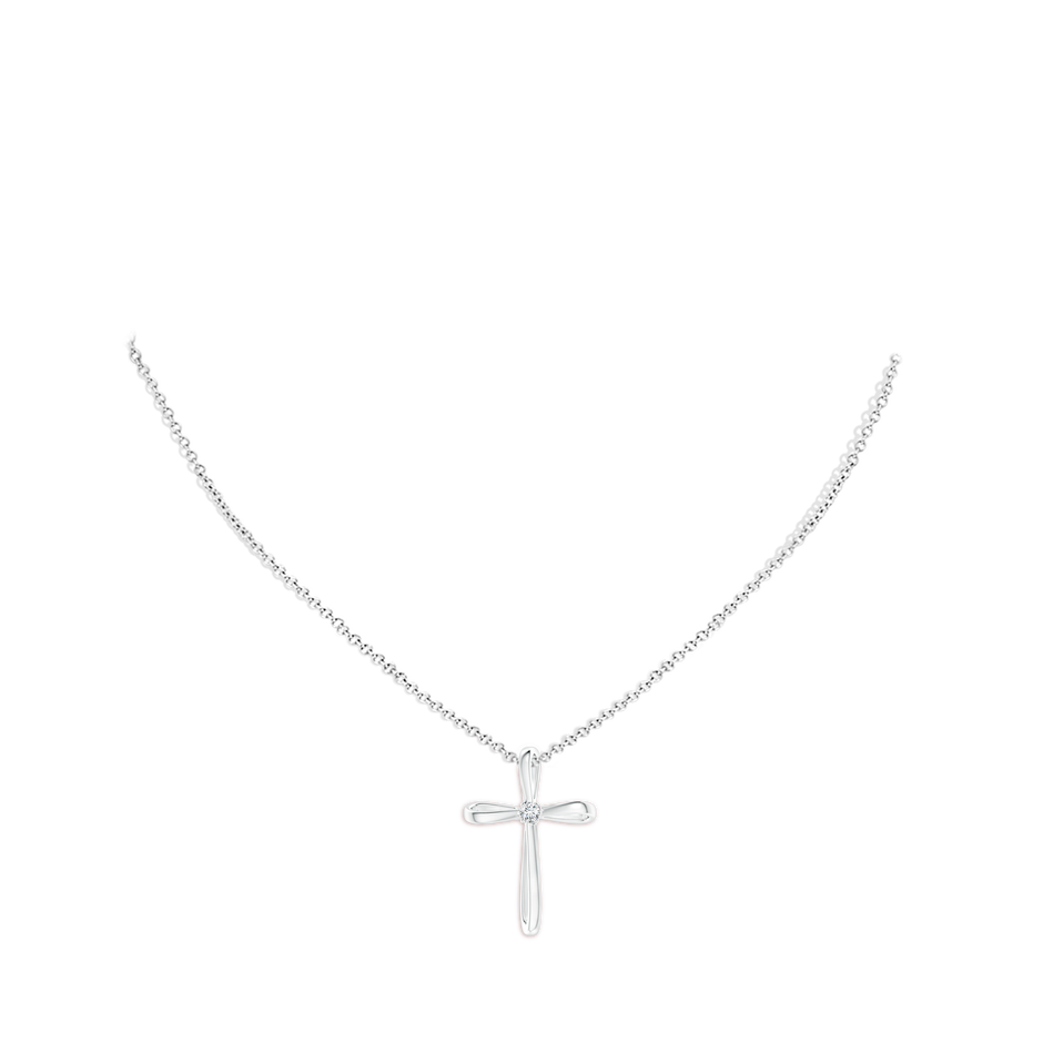 Prong-Set Round Diamond Ribbon Twist Cross Pendant