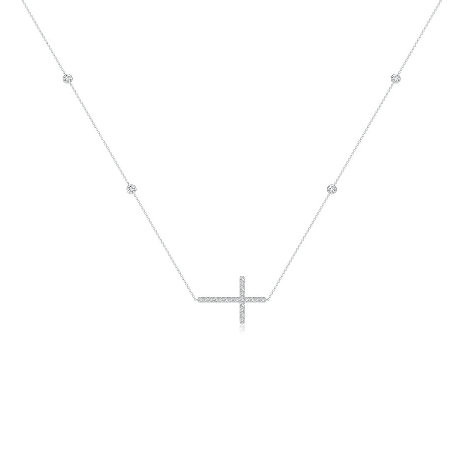 Diamond Sideways Cross Station Necklace