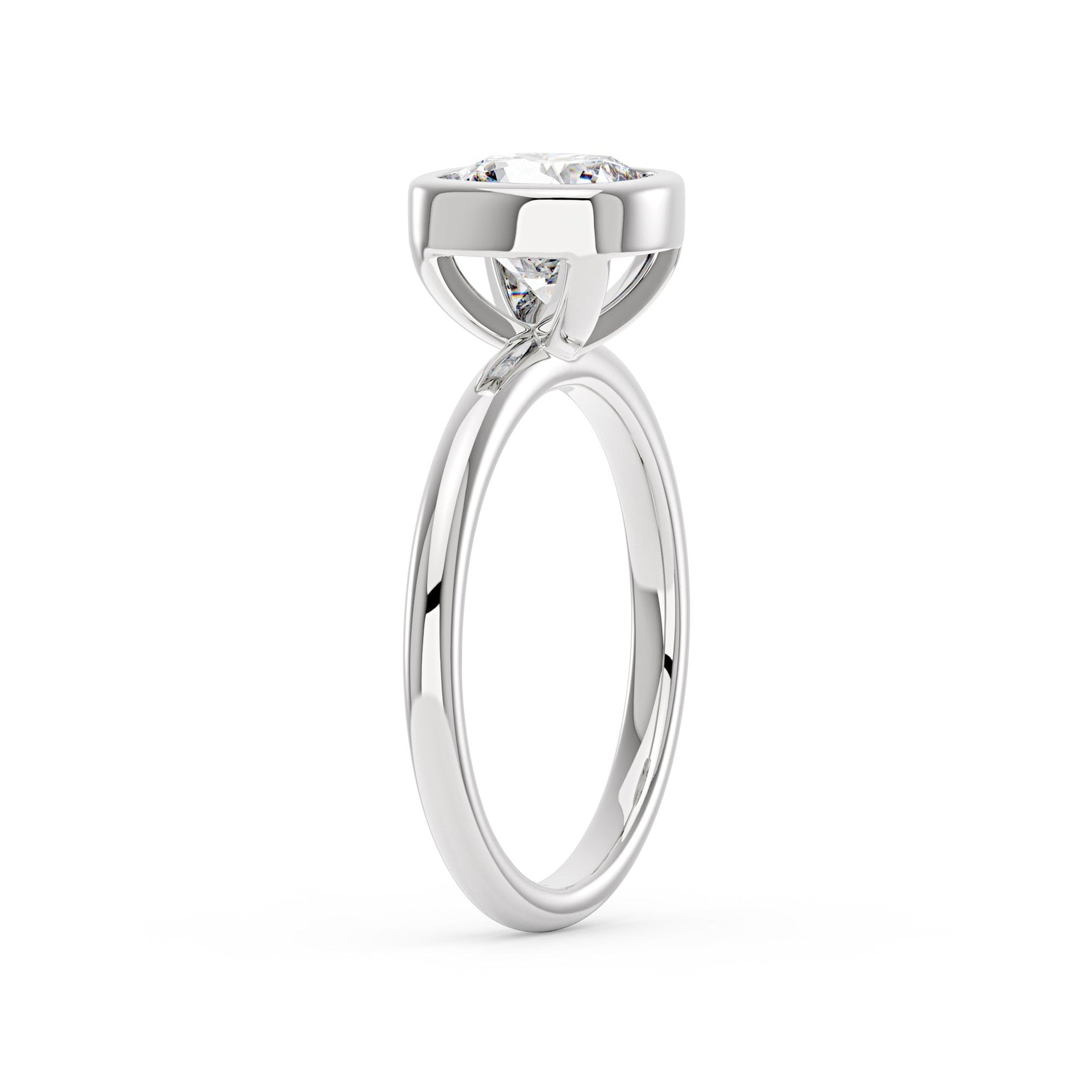 2.5 Carat Cushion Cut Moissanite Bezel Ring