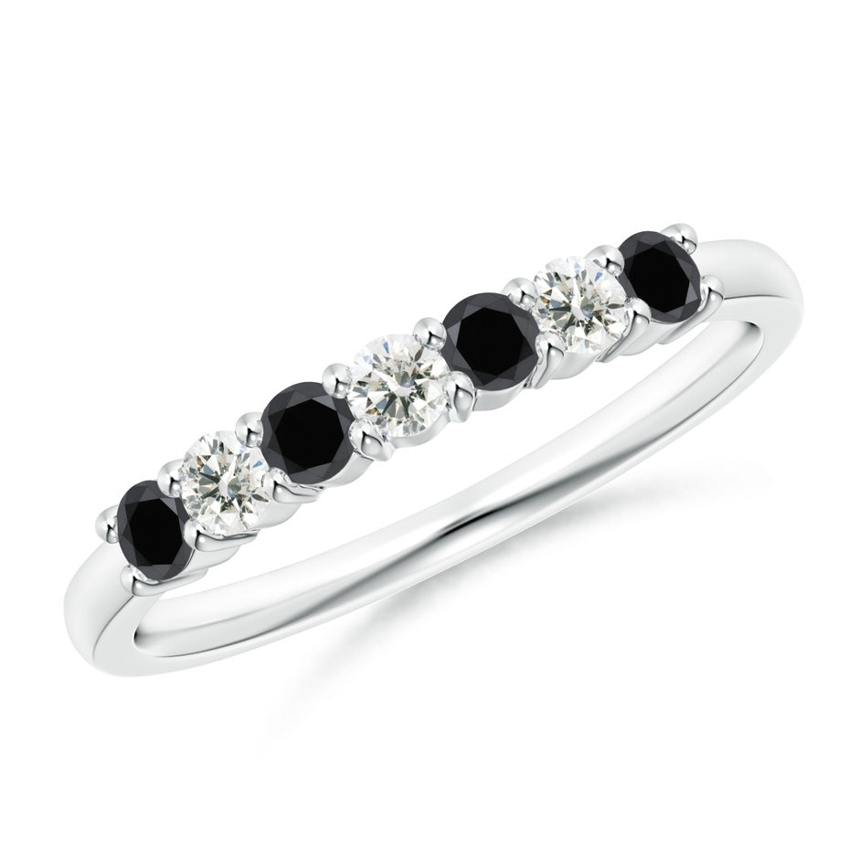 Seven Stone Enhanced Black and White Diamond Wedding Ring