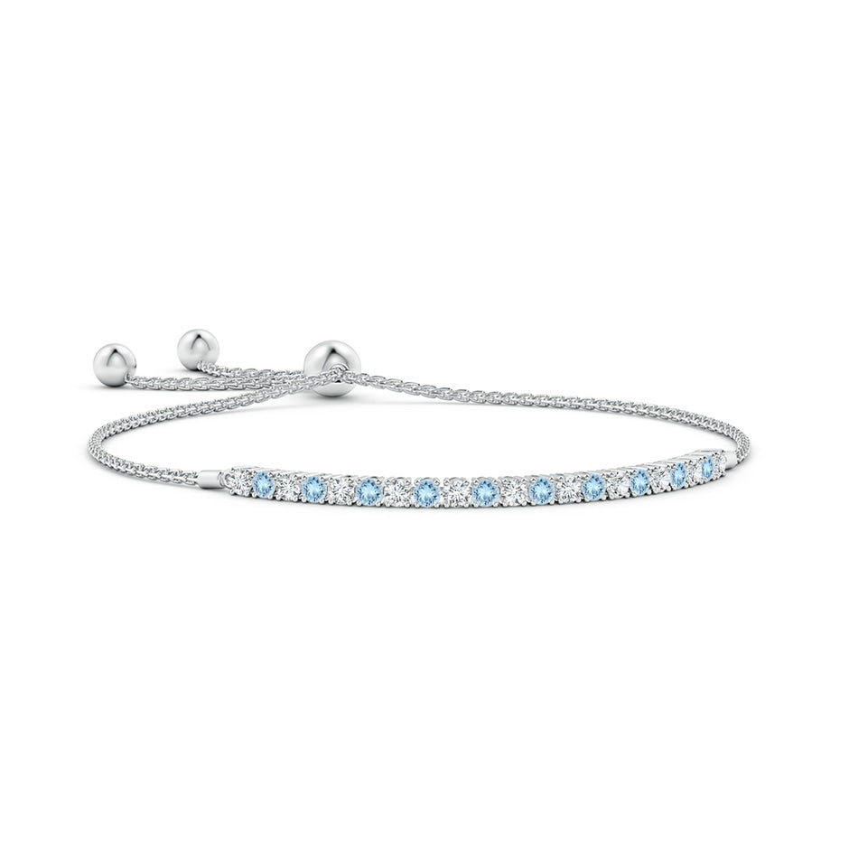 Prong-Set Round Aquamarine and Diamond Alternating Tennis Bolo Bracelet