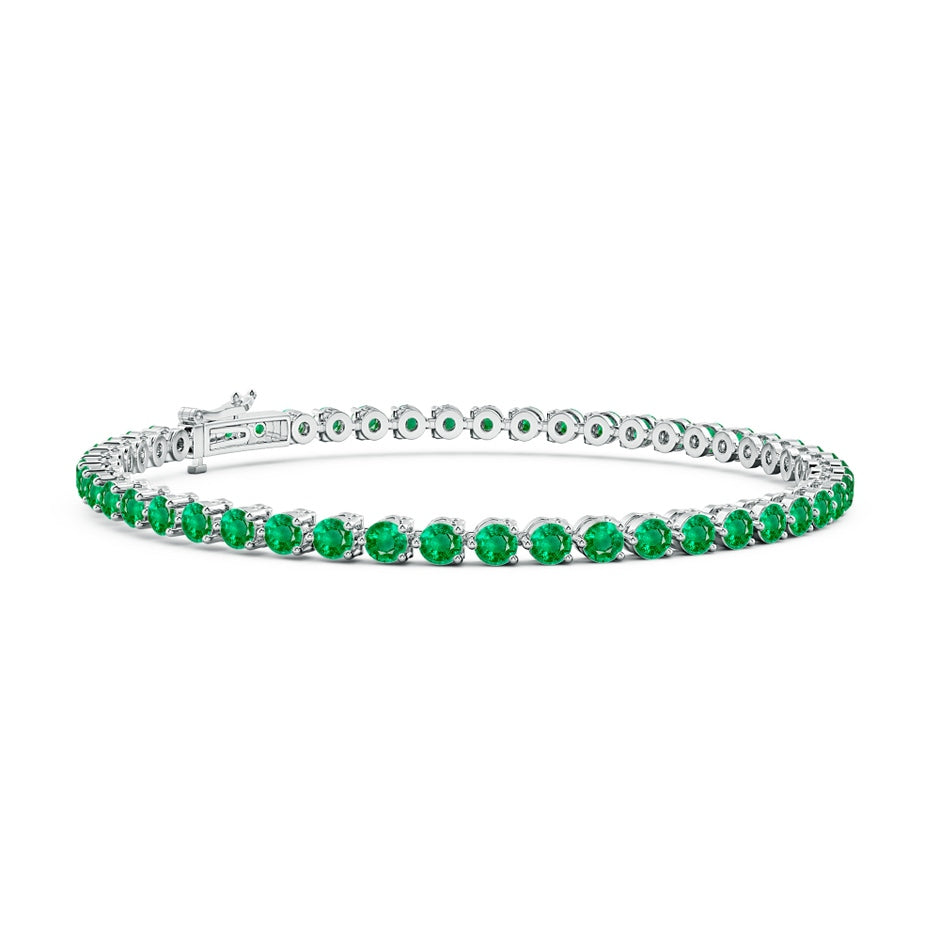 Prong-Set Round Emerald Link Tennis Bracelet