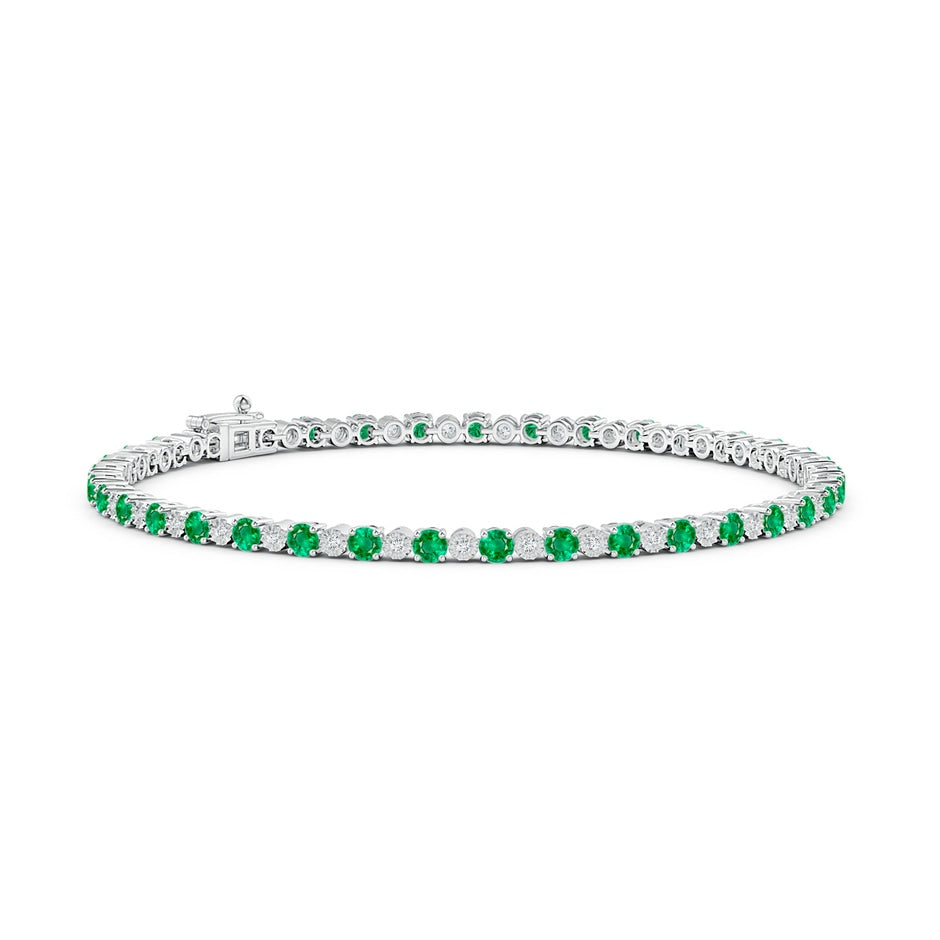 Emerald and Illusion Diamond Tennis Bracelet