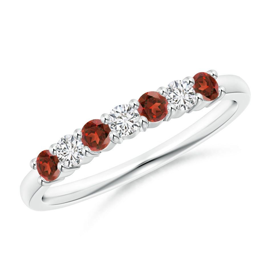 Half Eternity Seven Stone Garnet and Diamond Wedding Ring