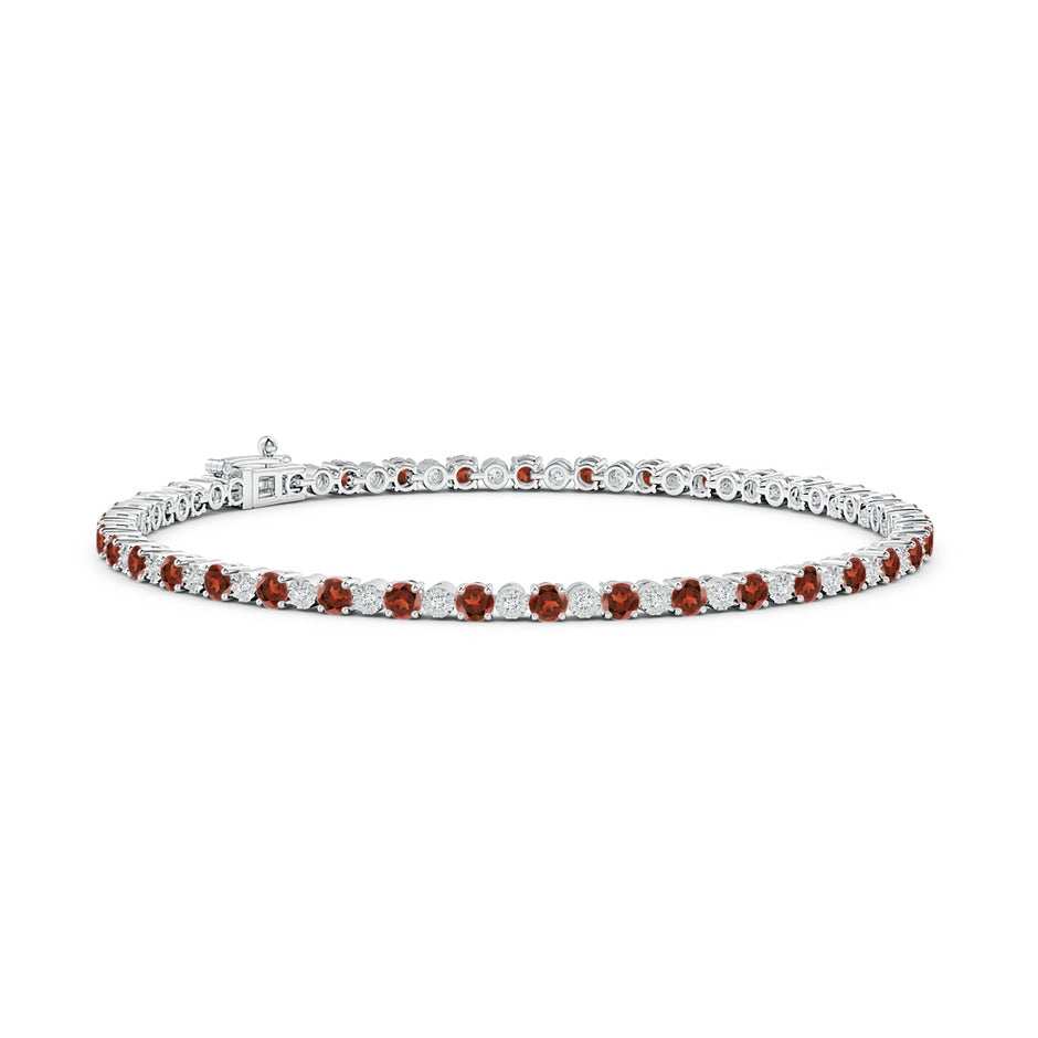 Garnet and Illusion Diamond Tennis Bracelet