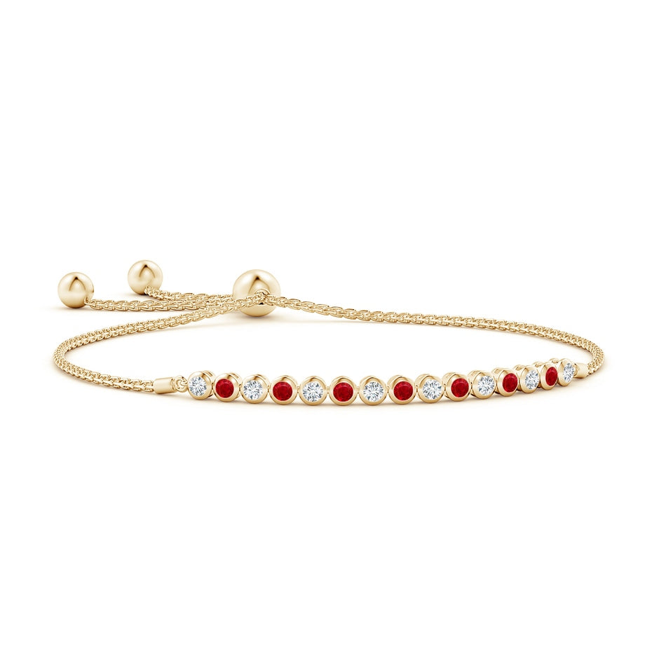 Bezel-Set Ruby and Diamond Tennis Bolo Bracelet
