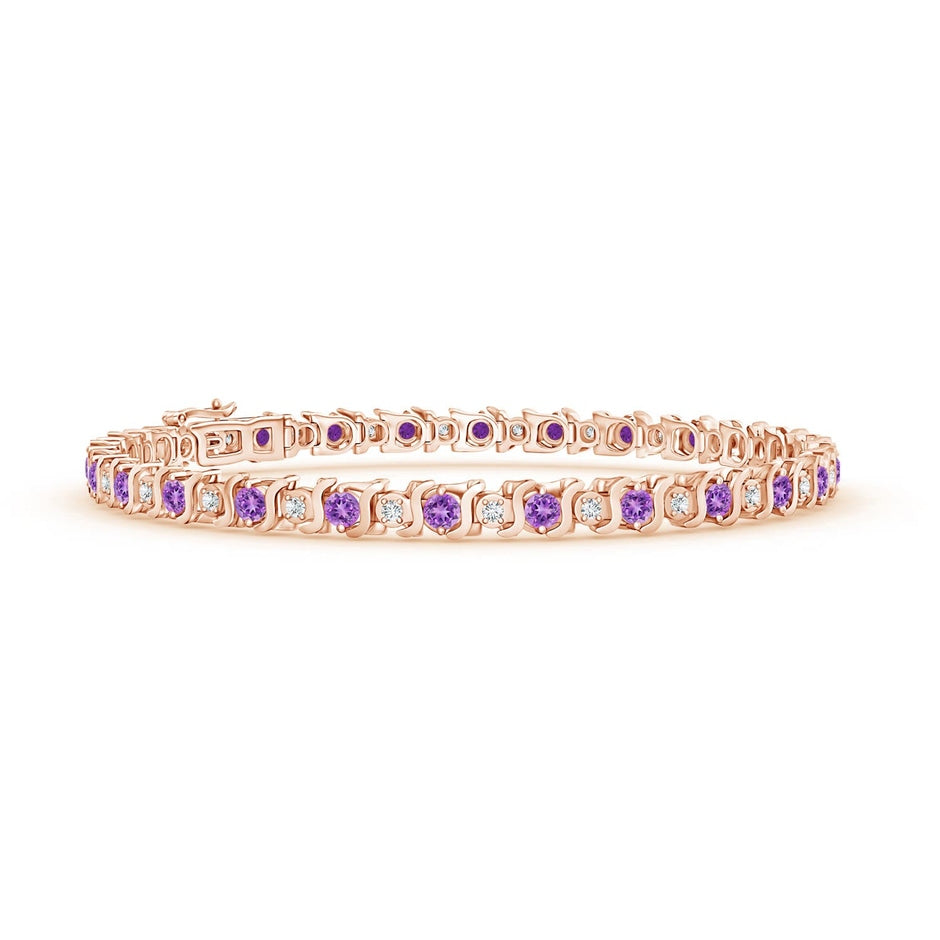 S Curl Amethyst and Diamond Tennis Bracelet