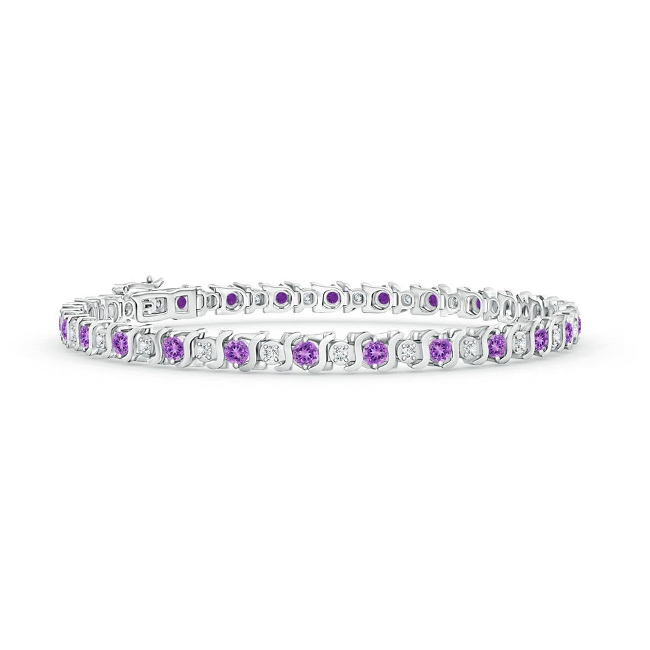 S Curl Amethyst and Diamond Tennis Bracelet