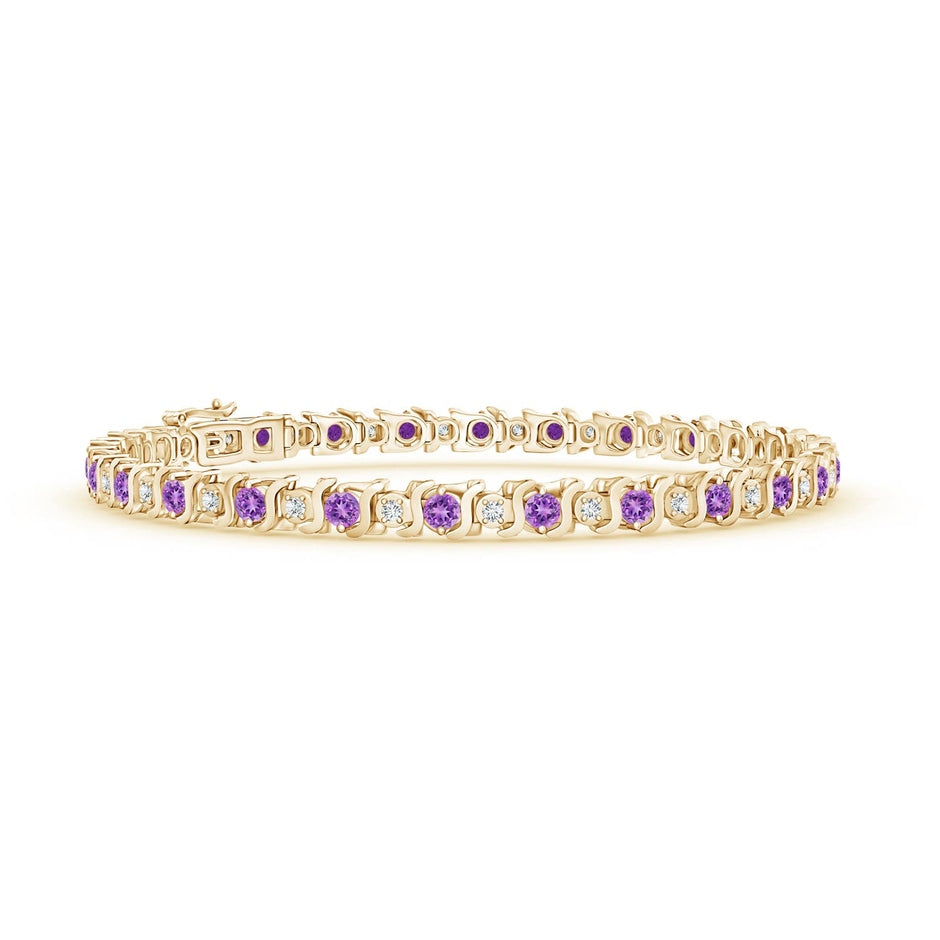 S Curl Amethyst and Diamond Tennis Bracelet