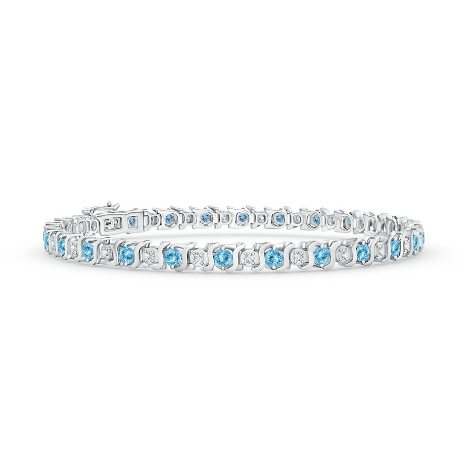 S Curl Aquamarine and Diamond Tennis Bracelet