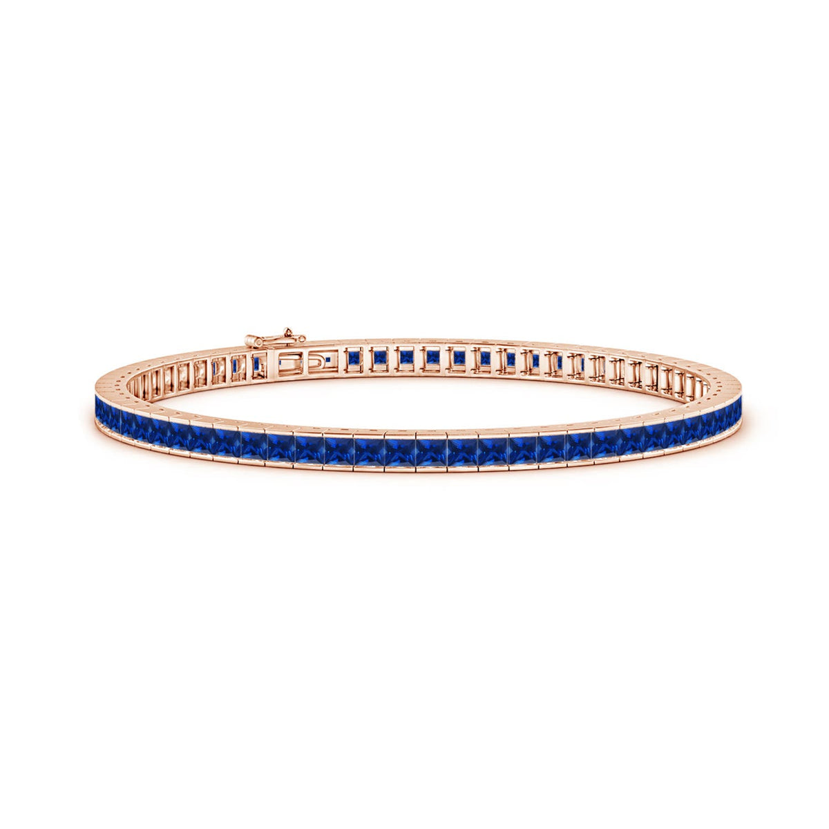 2.65 CTW Bezel-Set Sapphire and Diamond Evil Eye Bracelet in 18K Yellow Gold