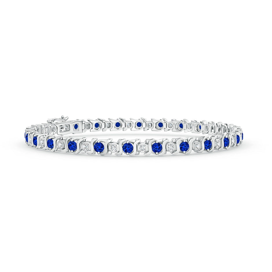 Lab-Grown S Curl Sapphire and Diamond Tennis Bracelet