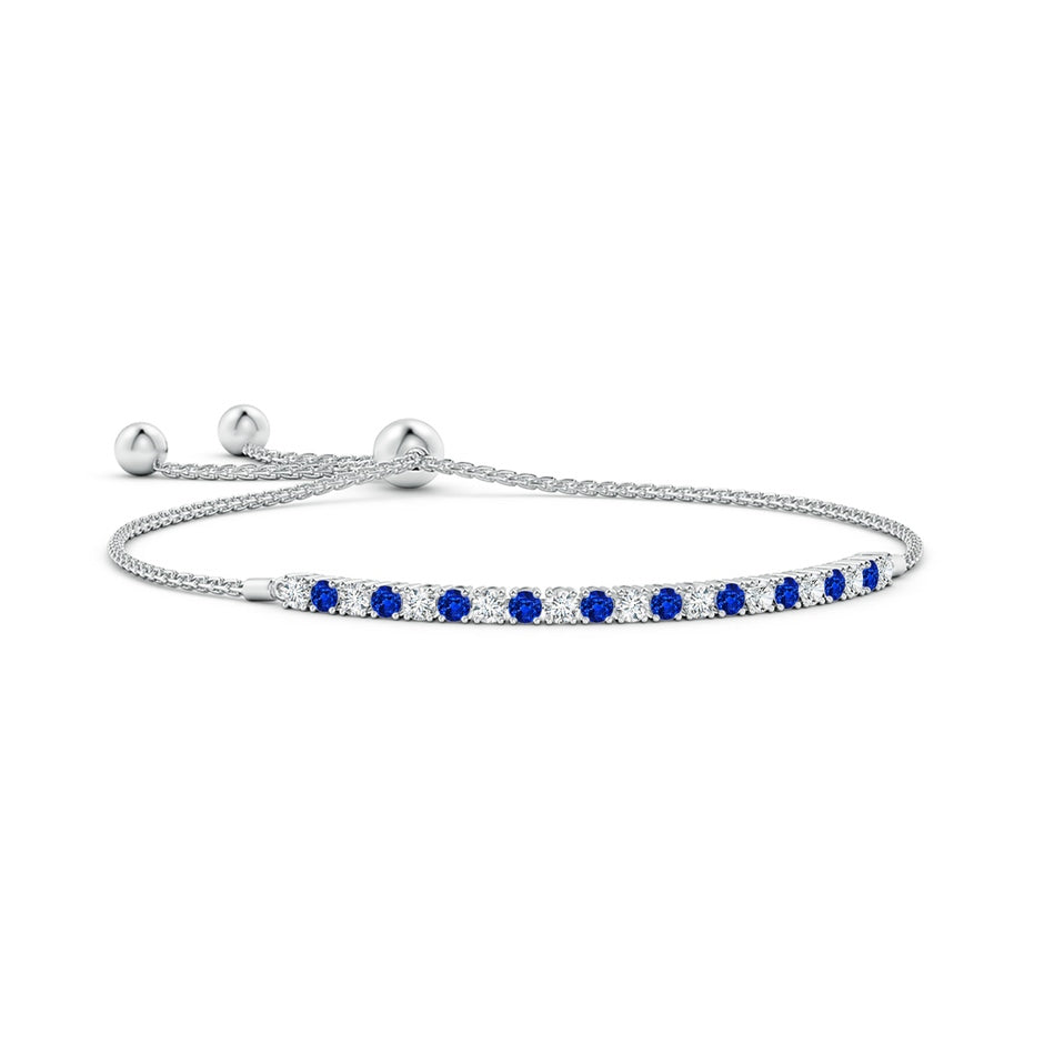 Prong-Set Round Lab-Grown Blue Sapphire and Diamond Alternating Tennis Bolo Bracelet