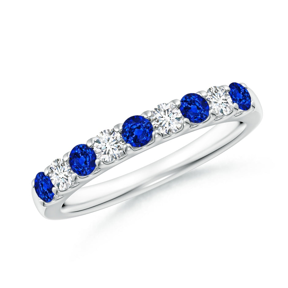 Shared Prong Sapphire and Diamond Half Eternity Ring