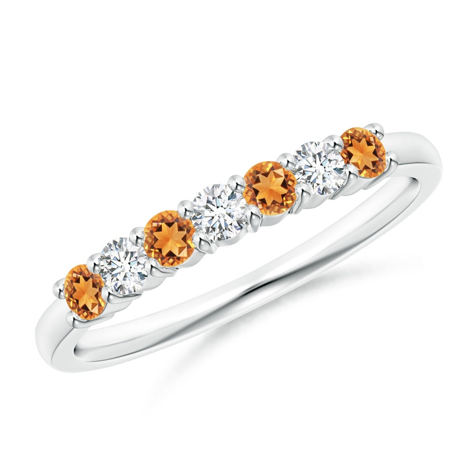 Half Eternity Seven Stone Citrine and Diamond Wedding Ring