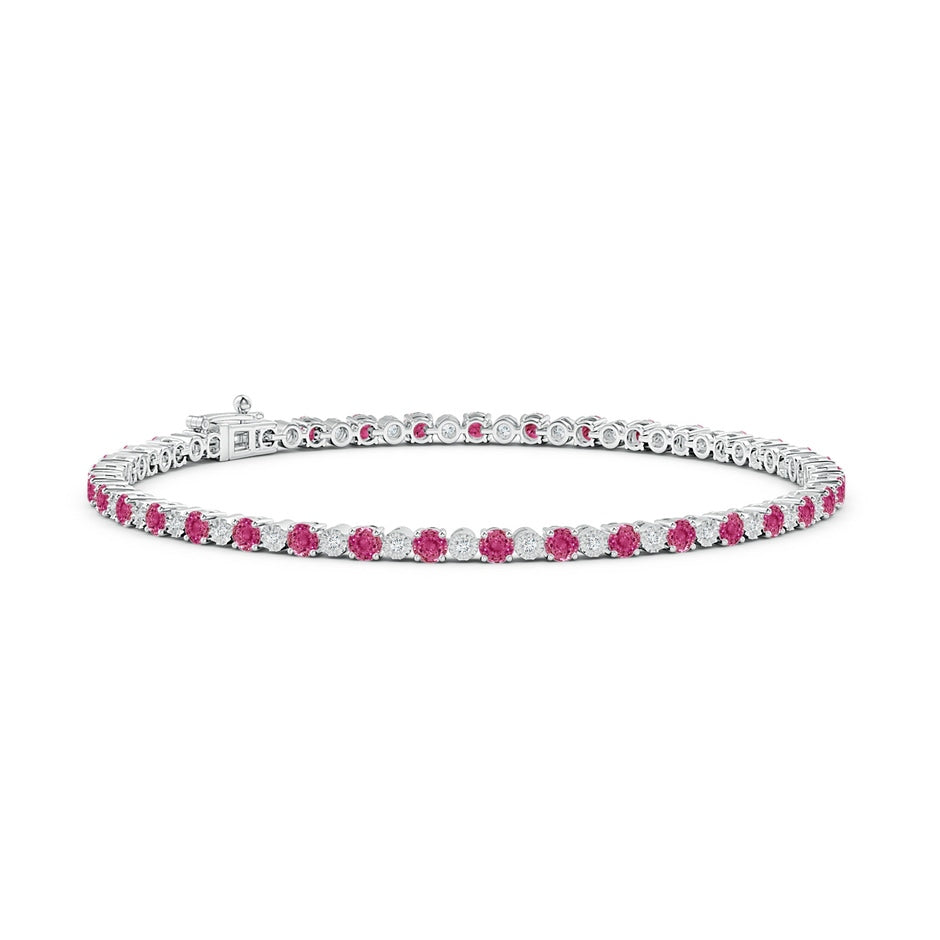 Pink Sapphire and Illusion Diamond Tennis Bracelet