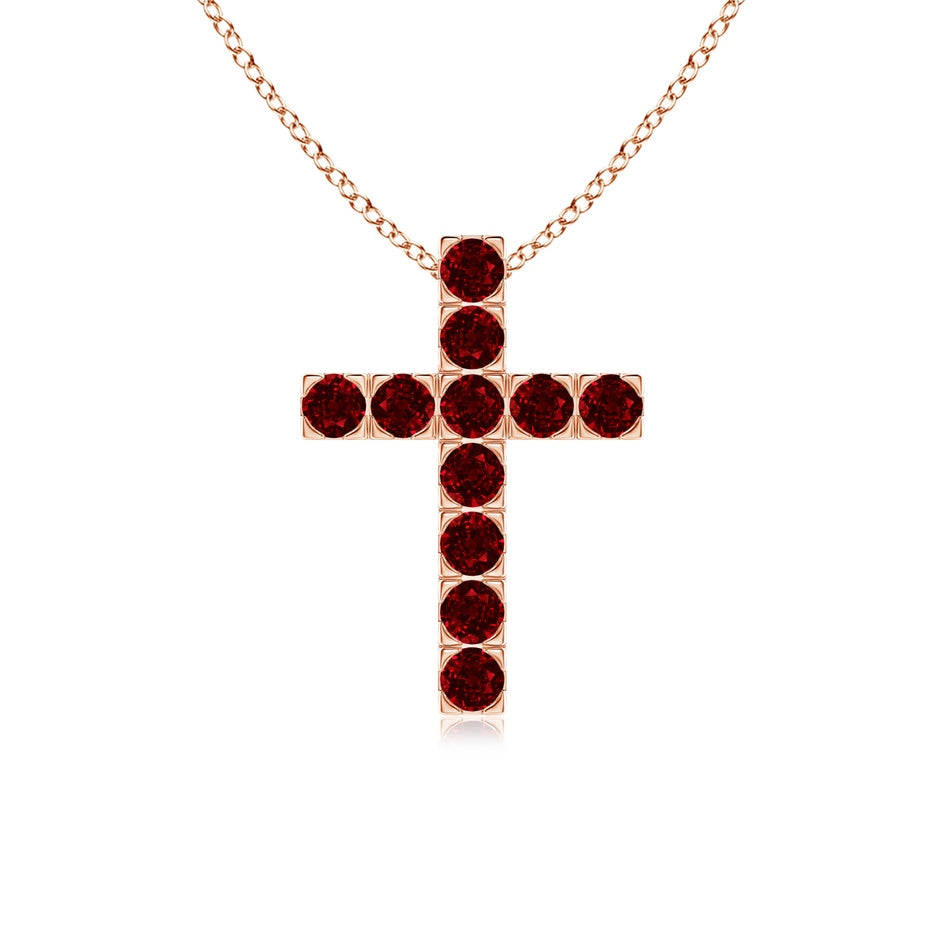Flat Prong-Set Ruby Cross Pendant
