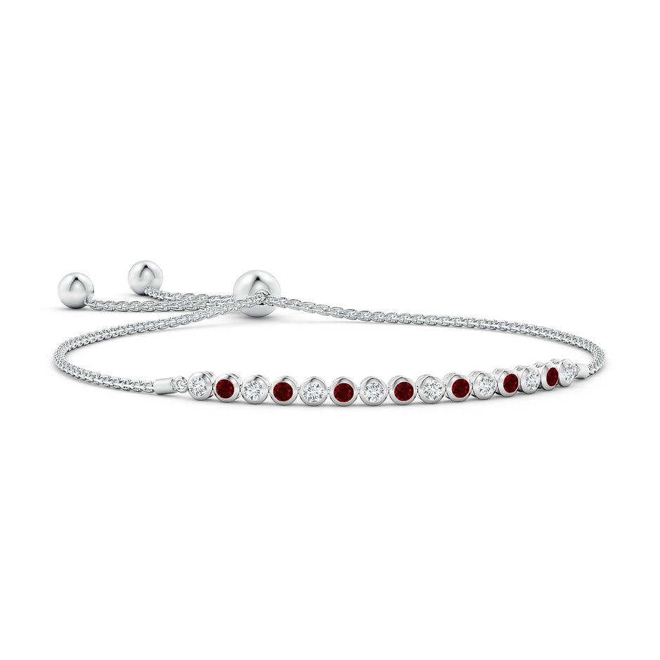 Lab-Grown Bezel-Set Ruby and Diamond Tennis Bolo Bracelet