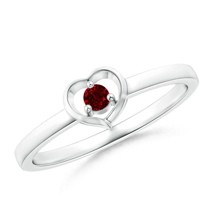 Floating Round Ruby Open Heart Promise Ring