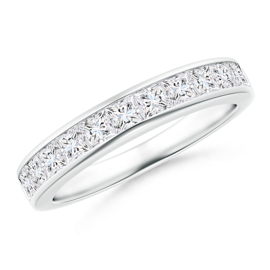 Lab-Grown Channel-Set Princess-Cut Diamond Half Eternity Wedding Ring