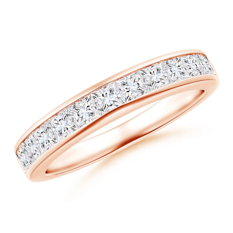 Lab-Grown Channel-Set Princess-Cut Diamond Half Eternity Wedding Ring