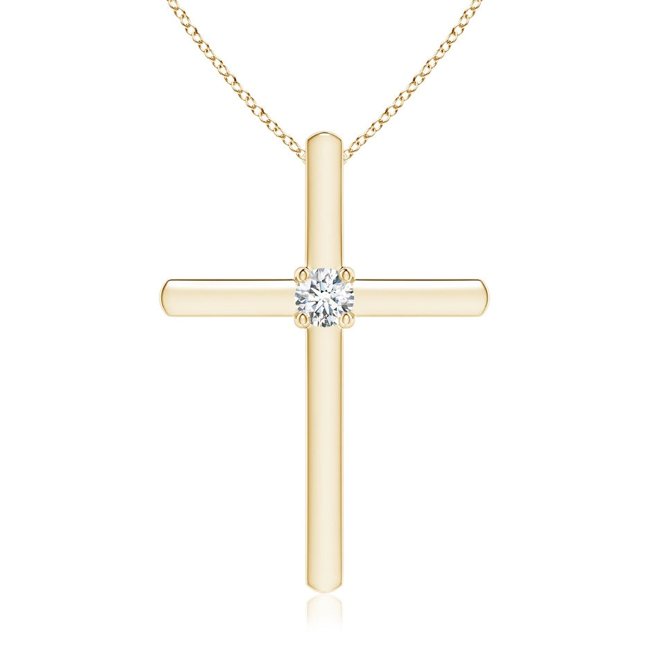 Prong-Set Round Diamond Solitaire Cross Pendant