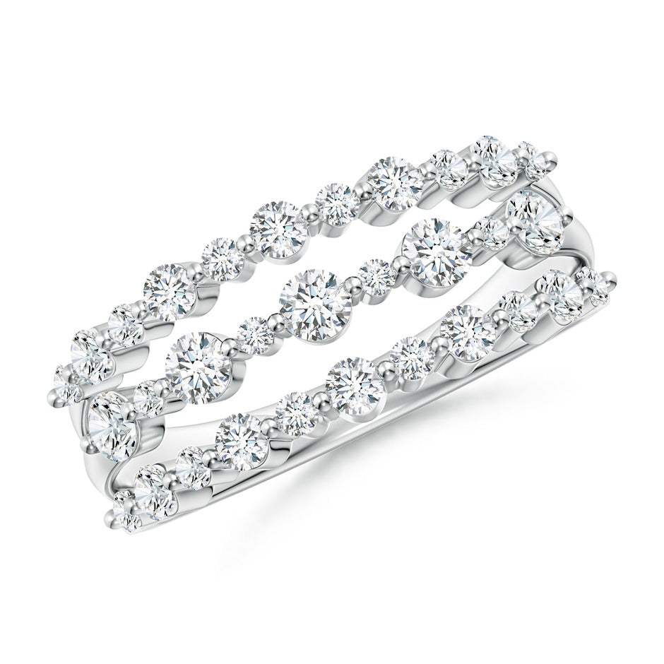 Three Row Alternating Diamond Anniversary Ring