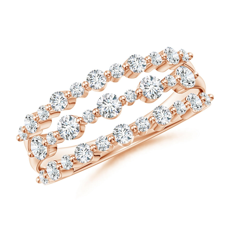 Three Row Alternating Diamond Anniversary Ring