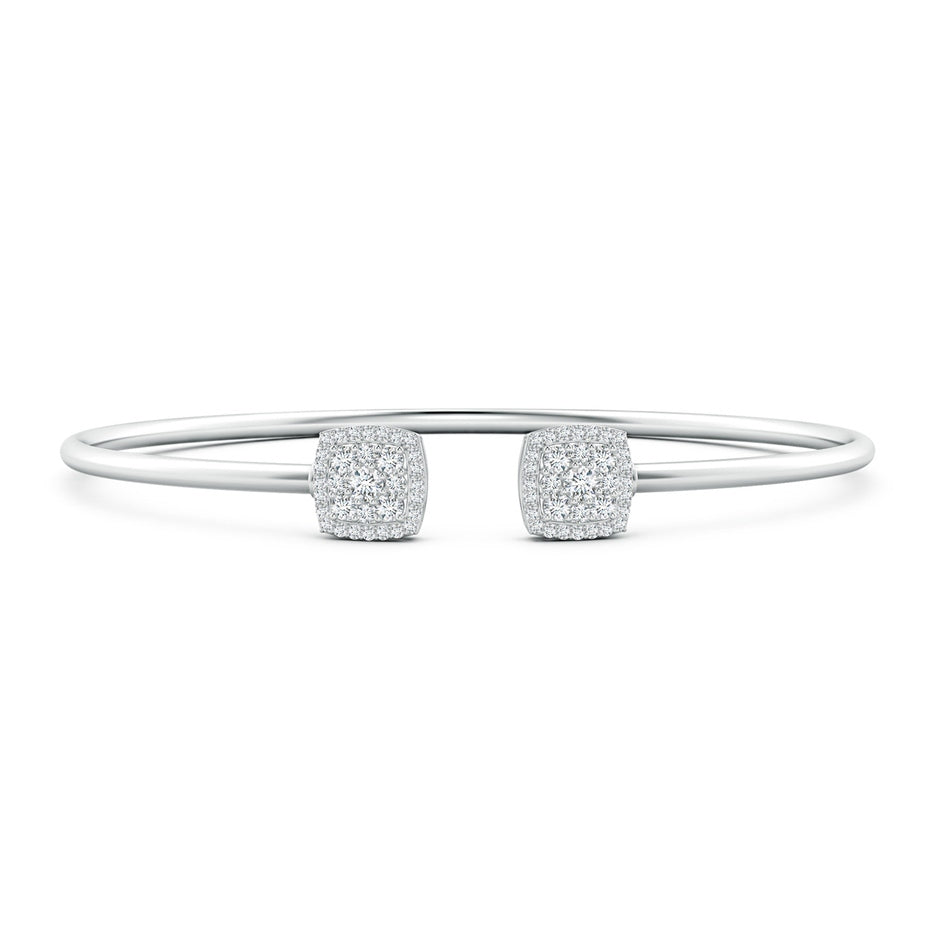 Lab-Grown Round Diamond Cushion Halo Open Flex Bangle