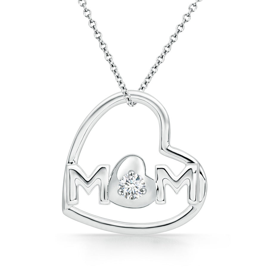 Tilted Heart 'MOM' Diamond Pendant