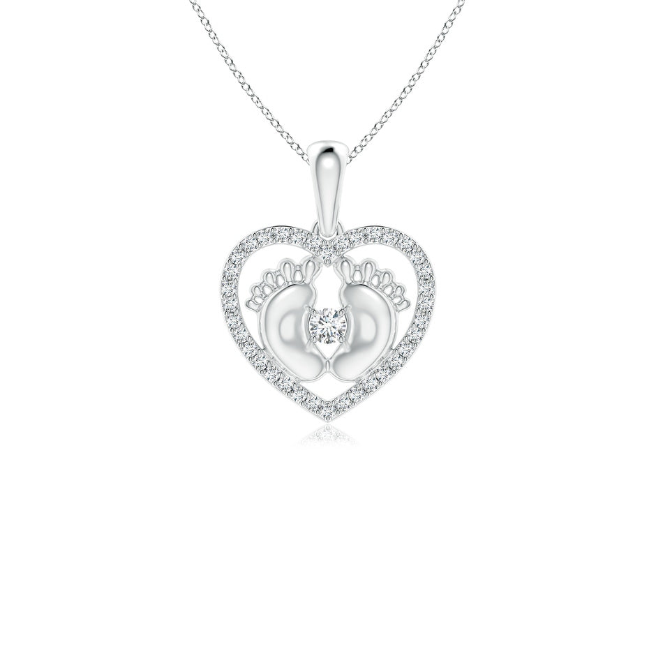 Diamond Heart & Baby Feet Pendant