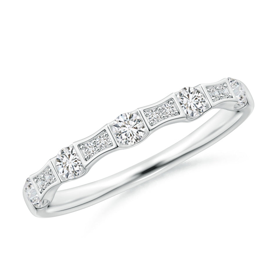 Bar and Pave-Set Diamond Bow Tie Station Wedding Ring