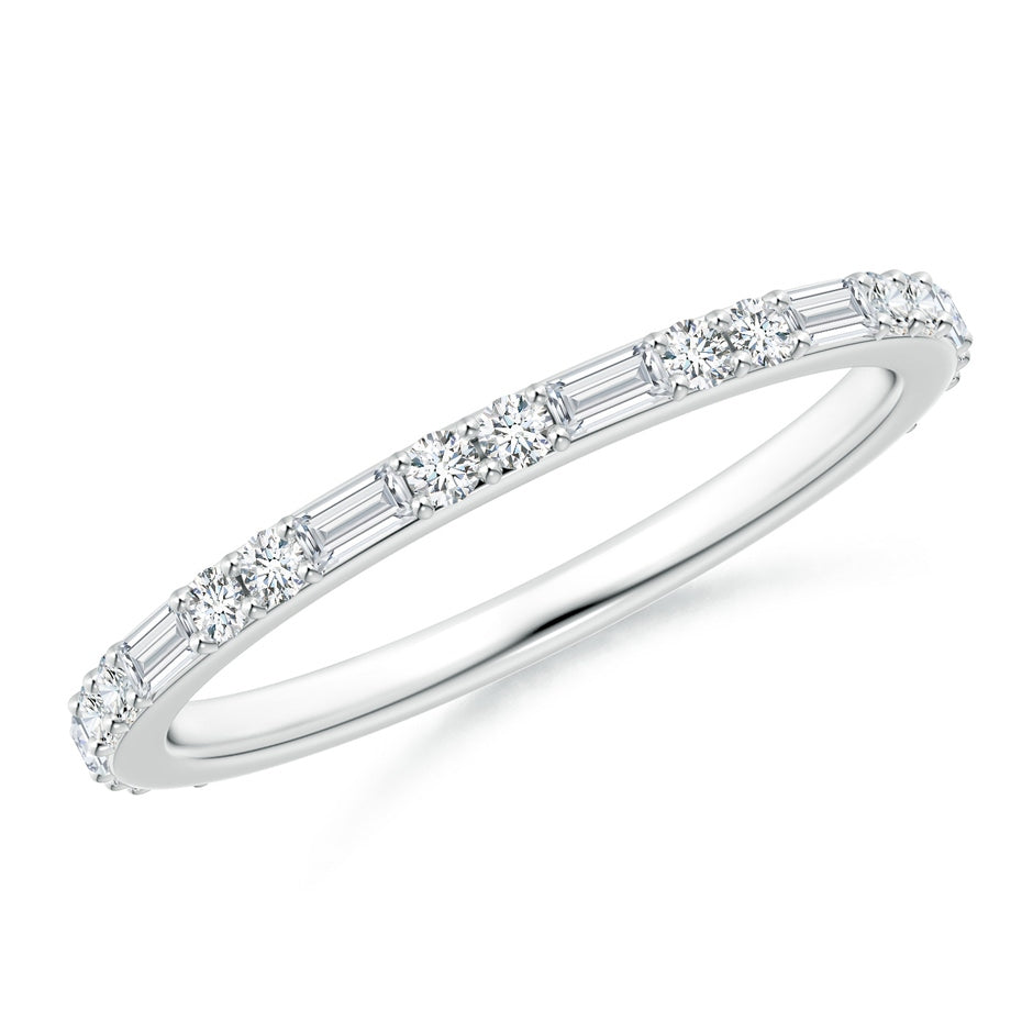 Lab-Grown Baguette & Round Diamond Half Eternity Stackable Ring