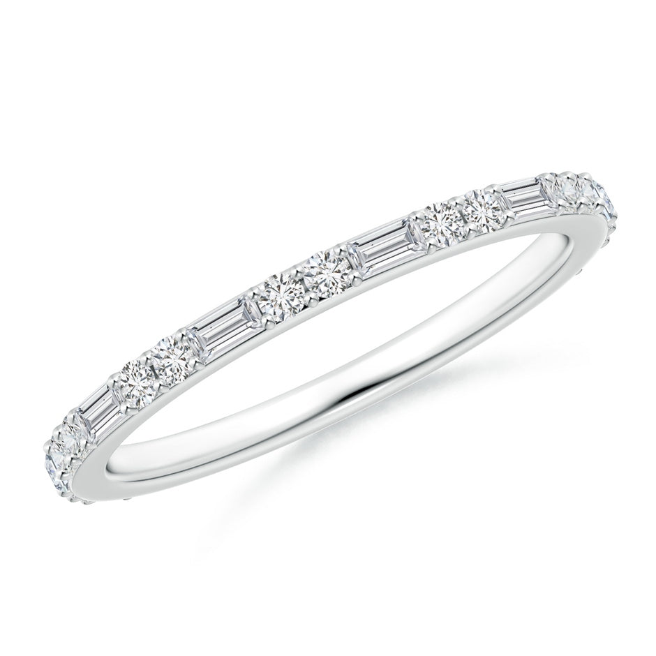 Baguette & Round Diamond Half Eternity Stackable Ring